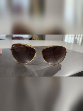 Ray-Ban Women's Gold Frame Aviator Sunglasses with Brown Lenses